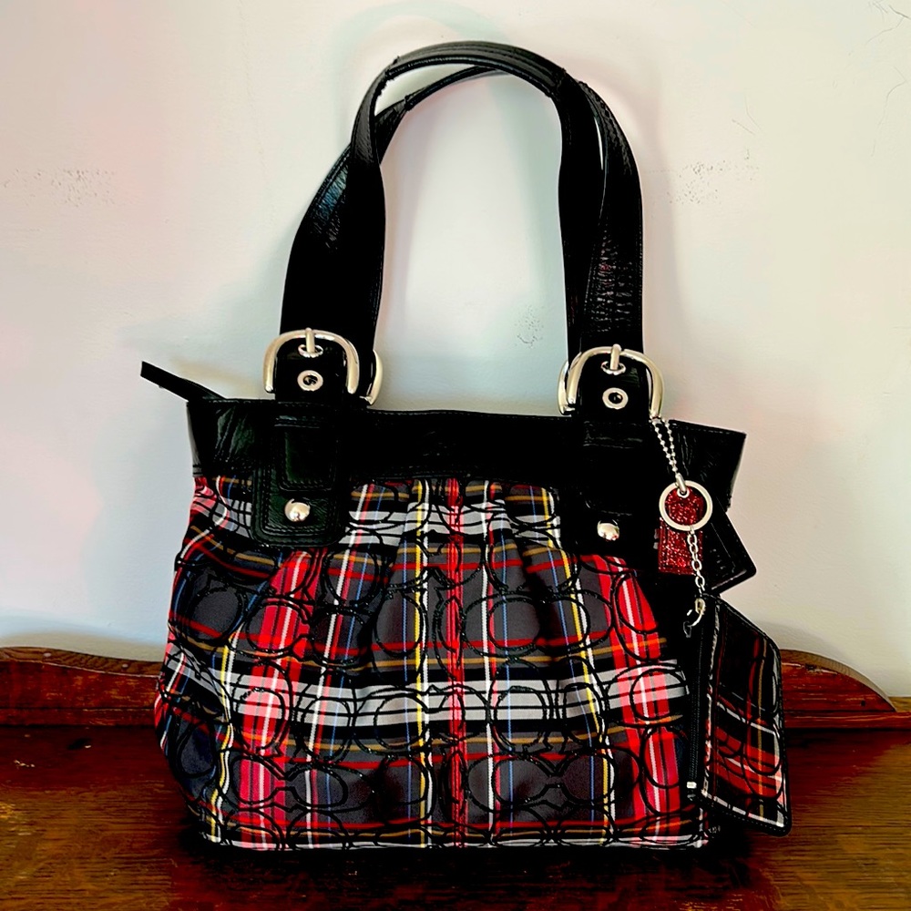 Coach handbag with matching small card holder.